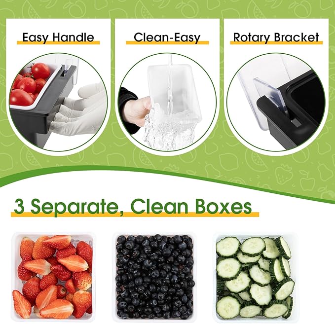 Ice Cooled Condiment Serving Container Fruit Veggie Condiment Caddy Plastic Garnish Station with Lid for Fruit,Ice Cream,Salad Bar-Topping Organizer for Restaurant Supplies (3 Compartments)
