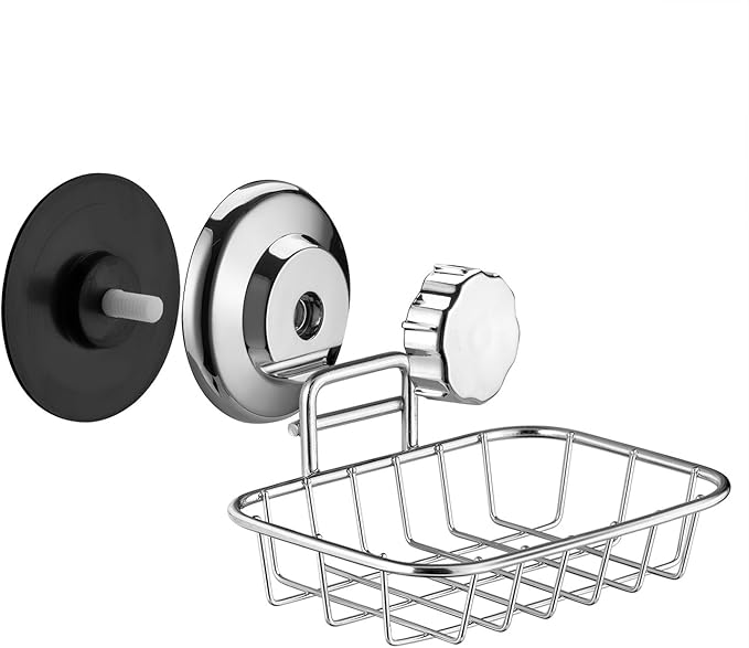 SANNO Suction cups Shower Caddy Soap Dish Double Bath Hook-Bath Organizer Kitchen Storage Basket for Shampoo, Conditioner, Soap- Anti Rust stainless steel (set of 3)