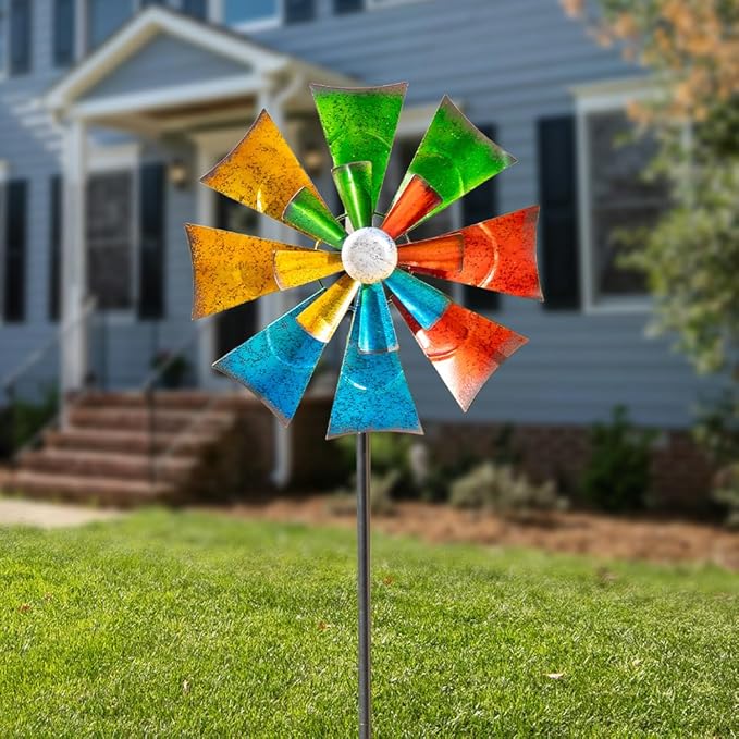 Viveta Metal Wind Spinners Outdoor, Colorful Kinetic Wind Spinner, Garden Wind Sculptures & Spinners for Outdoor Patio Yard Decor