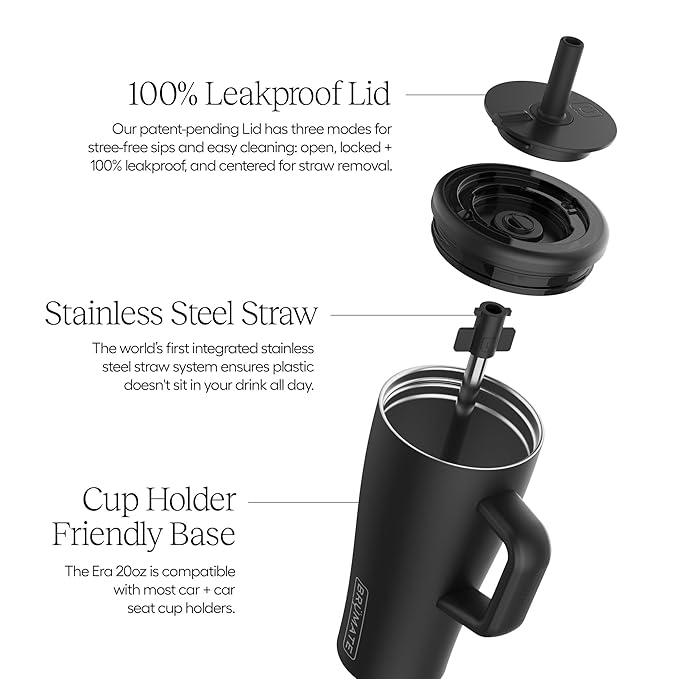 BrüMate Era 20 oz Tumbler with Handle and Straw | 100% Leakproof Insulated Tumbler with Lid and Straw | Made of Stainless Steel | Cup Holder Friendly Base | 20oz (Lilac Dusk)