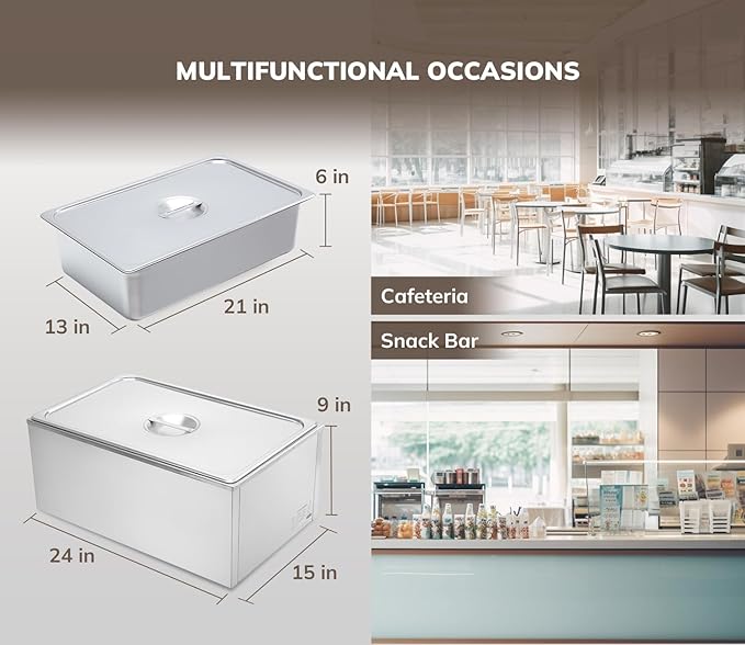 SYBO Commercial Grade Stainless Steel Bain Marie Buffet Food Warmer Steam Table for Catering and Restaurants (1 Section)