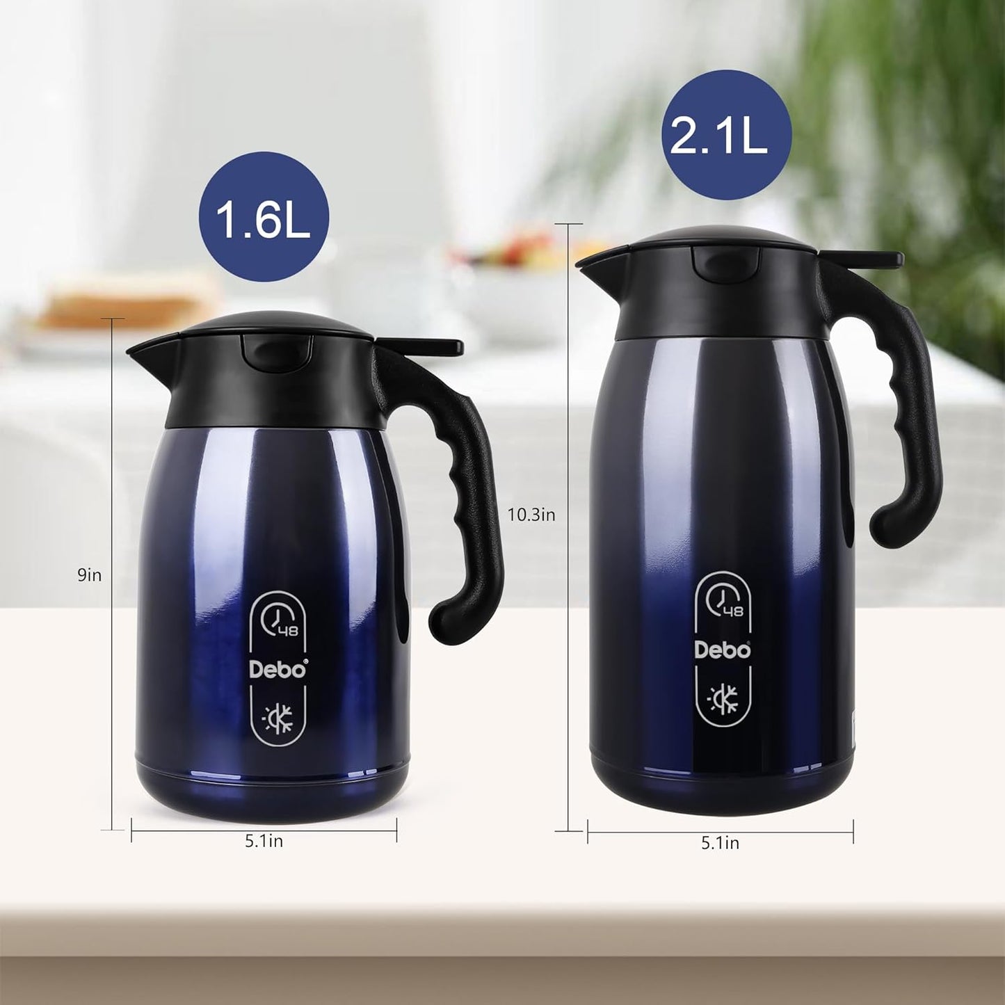 Starry Blue 71oz Thermal Stainless Steel Coffee Carafe - Keeps Hot Liquids, Press On Lid, Bpa Free