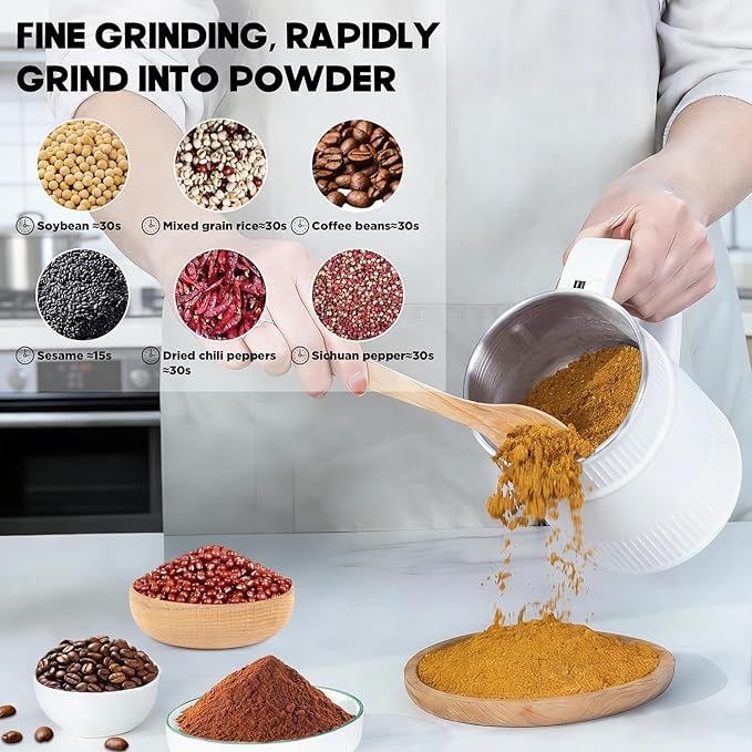 Electric Coffee Grinder & Spice Grinder, 200W Fast Grinding with Stainless Steel Blades 500ML | for Coffee Beans, Nuts, Seeds | Dry Food Mill | Mini Kitchen Grinder With handle