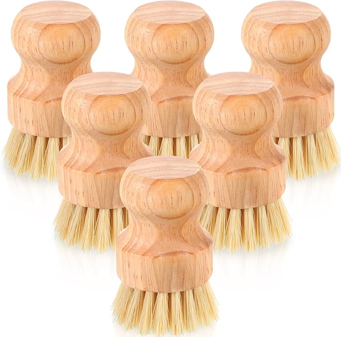 Nuenen 30 Packs Bamboo Dish Scrub Brushes Wooden Scrubbers Set Kitchen Dishwashing Scrubber with Natural Sisal Bristles for Iron Pot Pan Sink(Sisal)