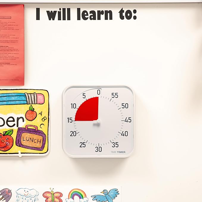 Time Timer Original 12" Visual Countdown Timer – Large 60-Minute Classroom Visual Timer for Modern classrooms, Student Groups & Adult Meetings – Helps with Focus, ADHD, Autism – (Red & White)