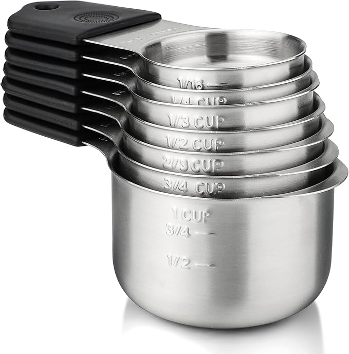 Magnetic Measuring Cups Set of 7 Stainless Steel Measuring Cups Kitchen Measuring Tools for Dry and Liquid Ingredients