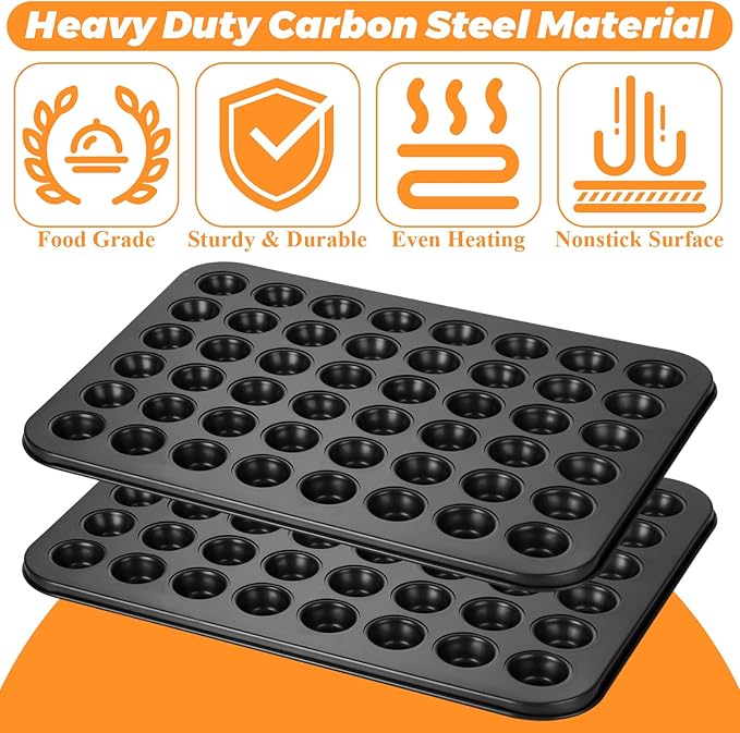 2 Pack Mini Muffin Pan 48 Cup, Mini Cupcake Pans for Baking, Nonstick Small Muffin Tin, Small Cupcake Pan, Dishwasher Oven Safe - Black