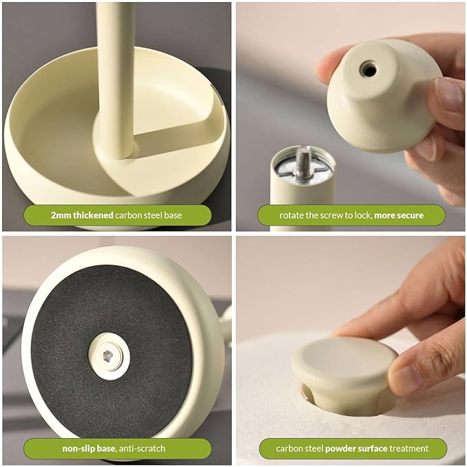 simpletome Paper Towel Holder Countertop Keep It Rolled Up Weighted Base (Matt Cream)