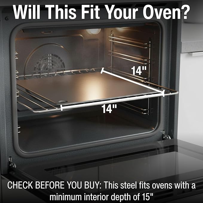 ThermiChef 14x14 Pizza Steel, 3/8" Thick, 20 lbs - Cooking Steel for Oven & Grill - Made in USA