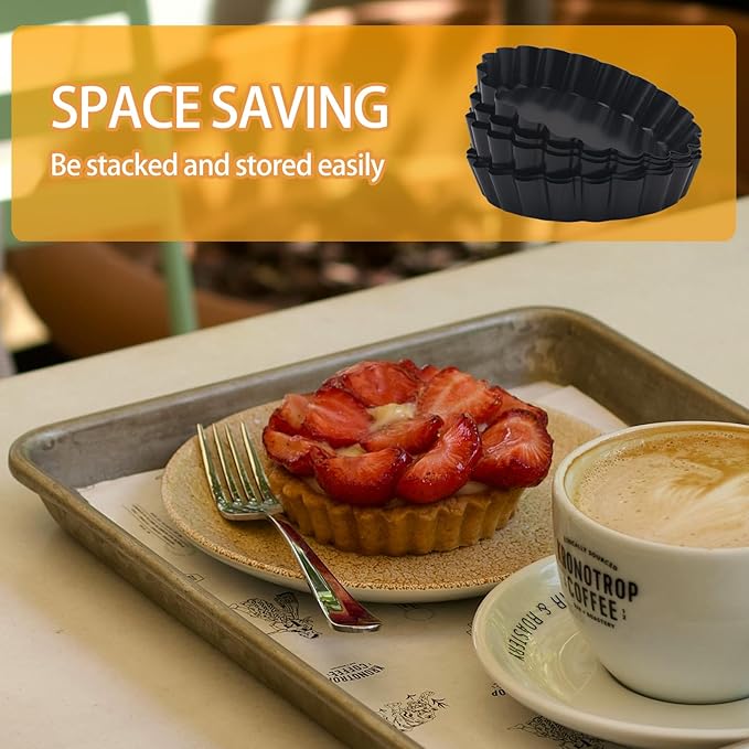 Tart Pans with Removable Bottom, Quiche Pans Nonstick Fluted Tart Pans for Pie, Quiches, Tartlets (4 Inch-9Pcs)