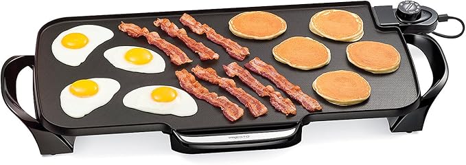 Presto 07061 22-Inch Electric Griddle with Removable Handles, Extra-Large Nonstick Ceramic Surface, Black