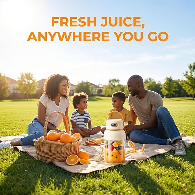 Multifunctional Portable Juicer Cup, Portable Electric Juicer Cup with Zero Cord Hassle, USB-C Rechargeable Travel Juicer for Home, Gym, Office and Outdoor (1200ml, 1)