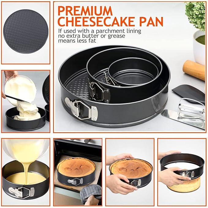 Cake Pan Set, Round Cheesecake Pan, Nonstick Cake Pan with Removable Bottom for Cheesecakes, Yogurt Cakes, Mousse, Coffee Cakes (20/22/24)