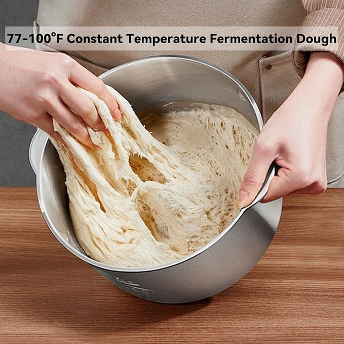7L Electric Dough Mixer for Bread and Pizza Dough, Dough Maker Featuring a Ferment Function.304 Stainless Steel Whisk and a Top Small Window for Easy Add Water and Seasoning(Black）