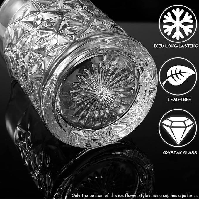 Gusnilo Cocktail Mixing Glass 24oz, Crystal Bar Mixing Glass 710ml for Home Bar, Set of 2