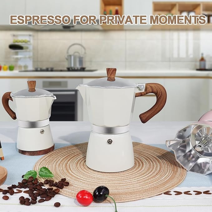 Aluminum 3 Cup 150ml Moka Pot Express Coffee Maker Stovetop Espresso Colorful Coffeemaker Italian Classic Style Brewing Greca Cafe Mocha Machine for Cafeteras Lover Camping Travel and Home Use 5oz