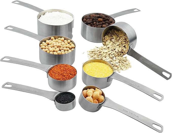 Measuring Cups Set, 18/8 Stainless Steel Measuring Cups for Kitchen and Baking Measure Cups Set of 8