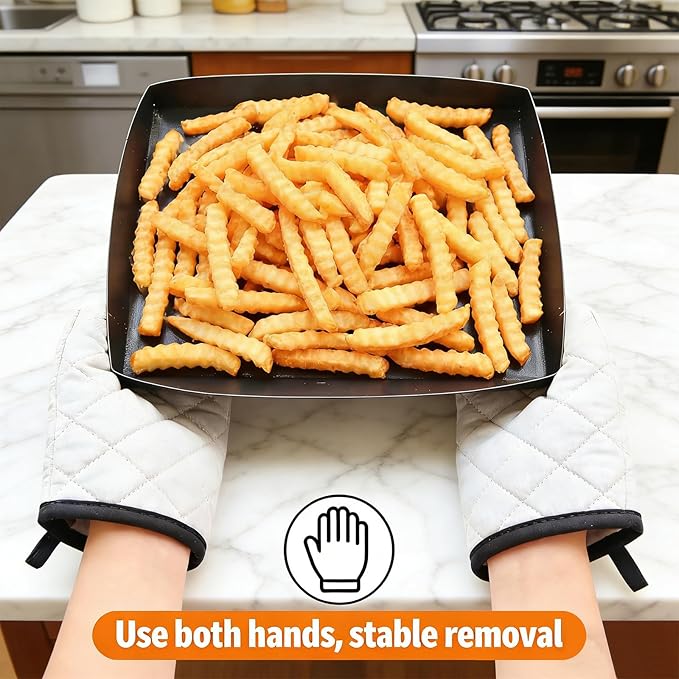 Professional-Grade 1-Pack PTFE Solid Oven Baskets, 13.5x14.5x1 Inch Non-Stick Solid Oven Trays for Commercial Kitchens & High-Volume Cooking