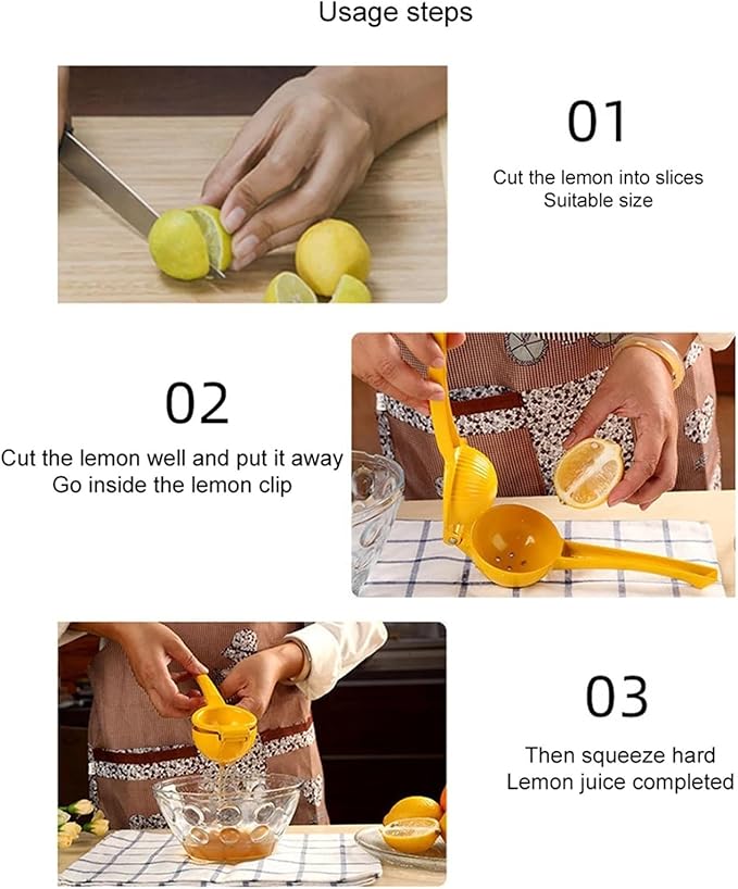 Home Manual Lemon Squeezer Aluminum Alloy Hand Pressed Citrus Orange Juicer Portable Kitchen Tool for Lime Lemon Home Use Yellow 1-5PCS(3pcs)