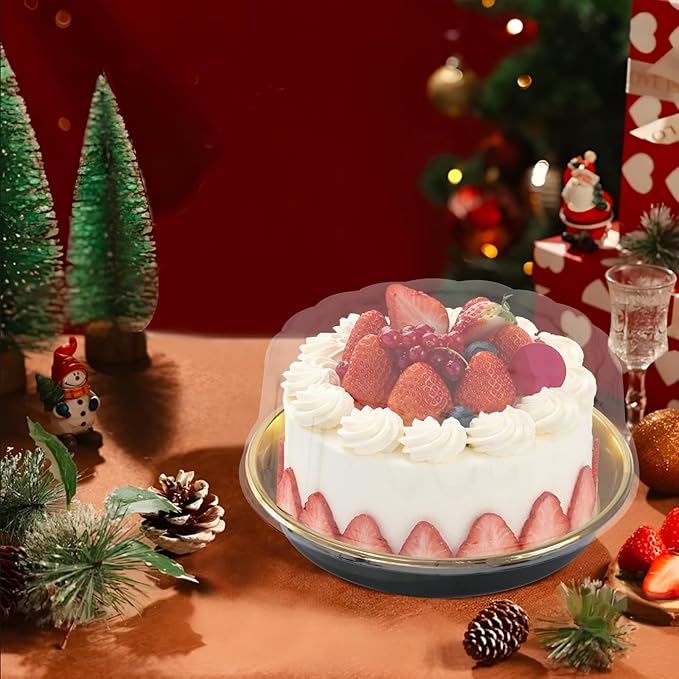 FEOOWV 10inch Round Clear +Gold Cake Carriers for Transport Plastic Cake Containers Carriers with Dome Lids and Cake Boards Clear Bundt Cake Boxes (10)