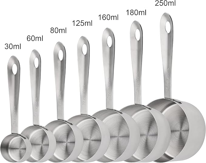 Measuring Cups and Spoons Set 16, 18/8 Stainless Steel Measuring Cups and Spoons for Dry&Liquid, 7 Metric&US Measing Cups &6 Measuring Spoons &Measure Equivalents for Kitchen&Baking