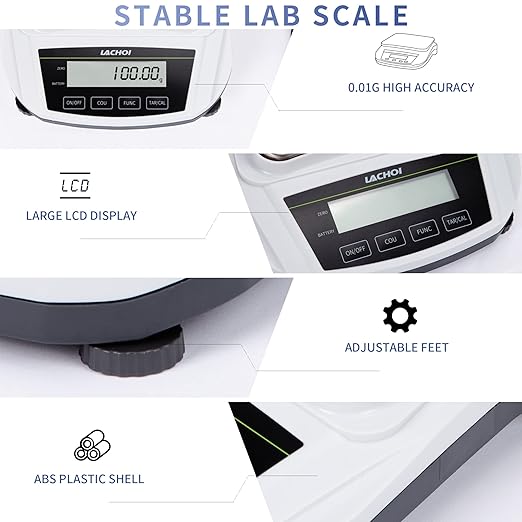 Lab Scale 1000gx0.01g High Precision Scale 0.01g Accuracy Laboratory Digital Analytical Balance Jewelry LCD Display (No Test Weight)