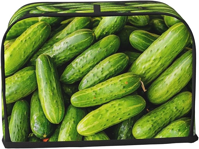 Green Cucumbers Toaster Cover 2 Slice, Cute Country Bread Machine Cover, Washable Toaster Kitchen Small Appliance Cover Stain Resistant,with Top Handle