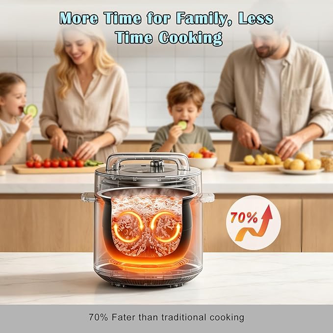 Fullwill 8QT Electric Pressure Cooker Max, 12-in-1 Multi-Use Programmable with Ceramic Non Stick Pot for Sauté,1200W Fast Cooking, Slow Cook, Steam, Yogurt, rice maker cooker,Family Meals & Gatherings