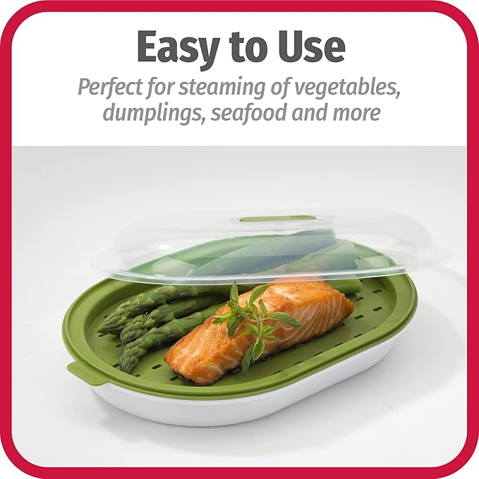 GoodCook Everyday Microwave Food Steamer – Vegetable & Fish Cooker, Preserves Vitamins & Nutrients, Quick Dinner & Meals, Adjustable Steam Release Vent