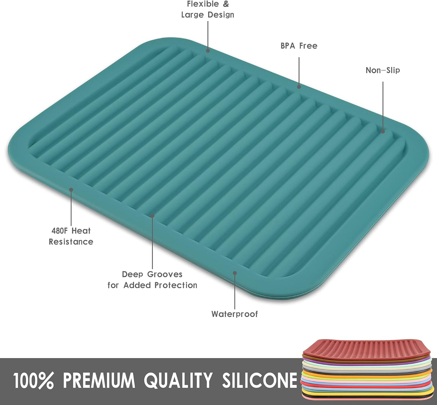 Smithcraft Silicone Trivets Mats for Dishes and Pots, Hot Pads for Countertops, Pot Holders, Set of 2 Color Green