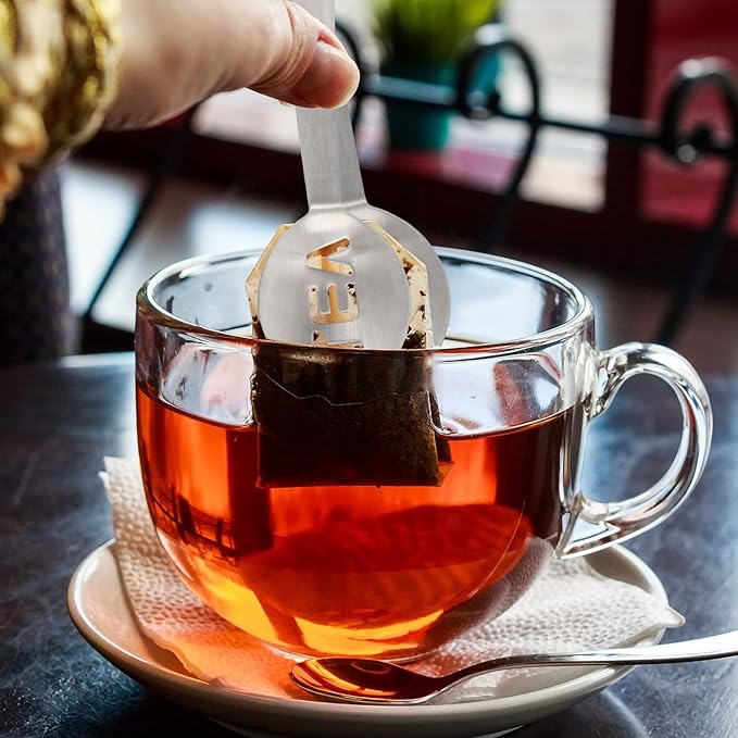 2pcs Tea Bag Squeezer, Stainless Steel Tea Spoon for Loose Tea Ice Sugar Cubes Tea Spoon Tea Strainers Tea Tongs Clip on Strainer Tea Accessories for Tea Drinkers