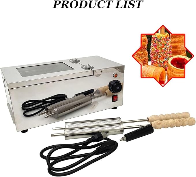 Cake Pop Roller Machine, Chimney Cake Roll Oven Machine 110V 220V Electric Chimney Roll Cake Maker, 2pcs/Time Ice Cream Cone Oven Machine,110V