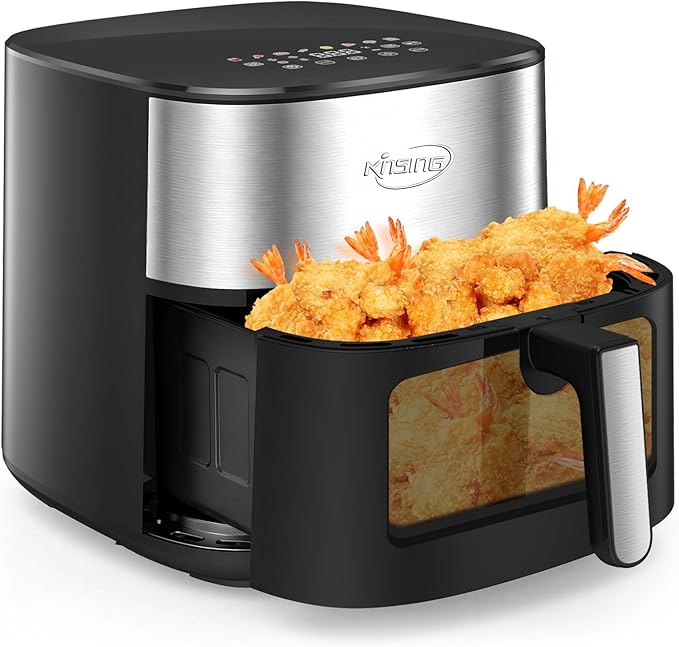 Air Fryer 8 in 1, XL 8.5 QT Large Airfryer with View Windows,MAX 400℉ for Crispy, 85% Less Oil, Fast Roast, Preheat, Shake, Bake, Non-Stick Basket for Easy Clean, With Professional Recipes