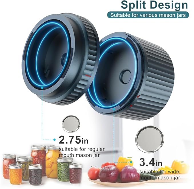 M12 Auto Stop Electric Mason Jar Vacuum Sealer - 2026 Upgrade Smart Jar Vacuum Sealer for Mason Jars with Wide and Regular 2500mAh Battery Portable Mason Jar Sealer Machine Kit