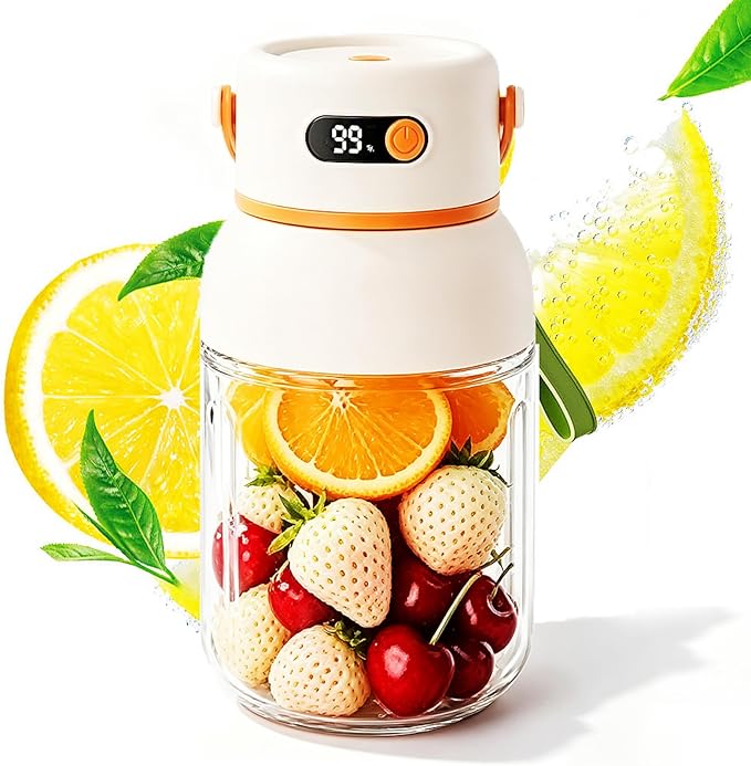 Multifunctional Portable Juicer Cup, Portable Electric Juicer Cup with Zero Cord Hassle, USB-C Rechargeable Travel Juicer for Home, Gym, Office and Outdoor (1000ml, 1)