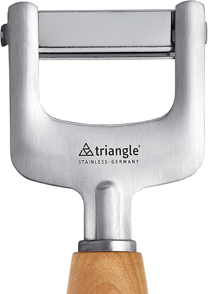 Triangle Julienne Cutter Mood - Ultra-Sharp Stainless Steel - Cherry Wood Handle - Cuts Firm Vegetables for Veggie Noodles, Salads & More - Dishwasher Safe