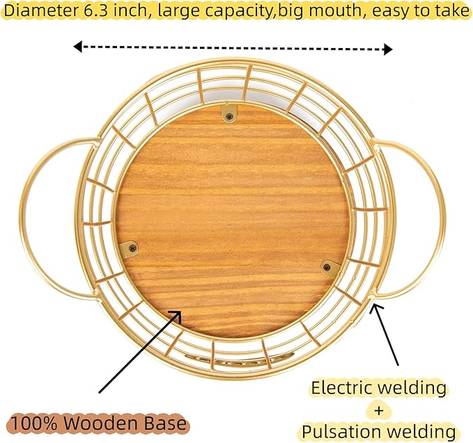 Coffee Pod Holder, Large Capacity K Cup Holder Organizer,Big Metal Kcup Capsule Storage Basket with Wooden Base, Coffee Bar Decor Station Accessories for Kitchen Counter Office Desktop (Gold)