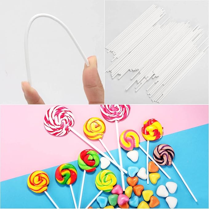 400Pcs 6 Inch White Paper Lollipop Sticks, Paper Sucker Sticks, Cake Pop Stick for Cake Toppers, Chocolate,Cookie,Rainbow Candy