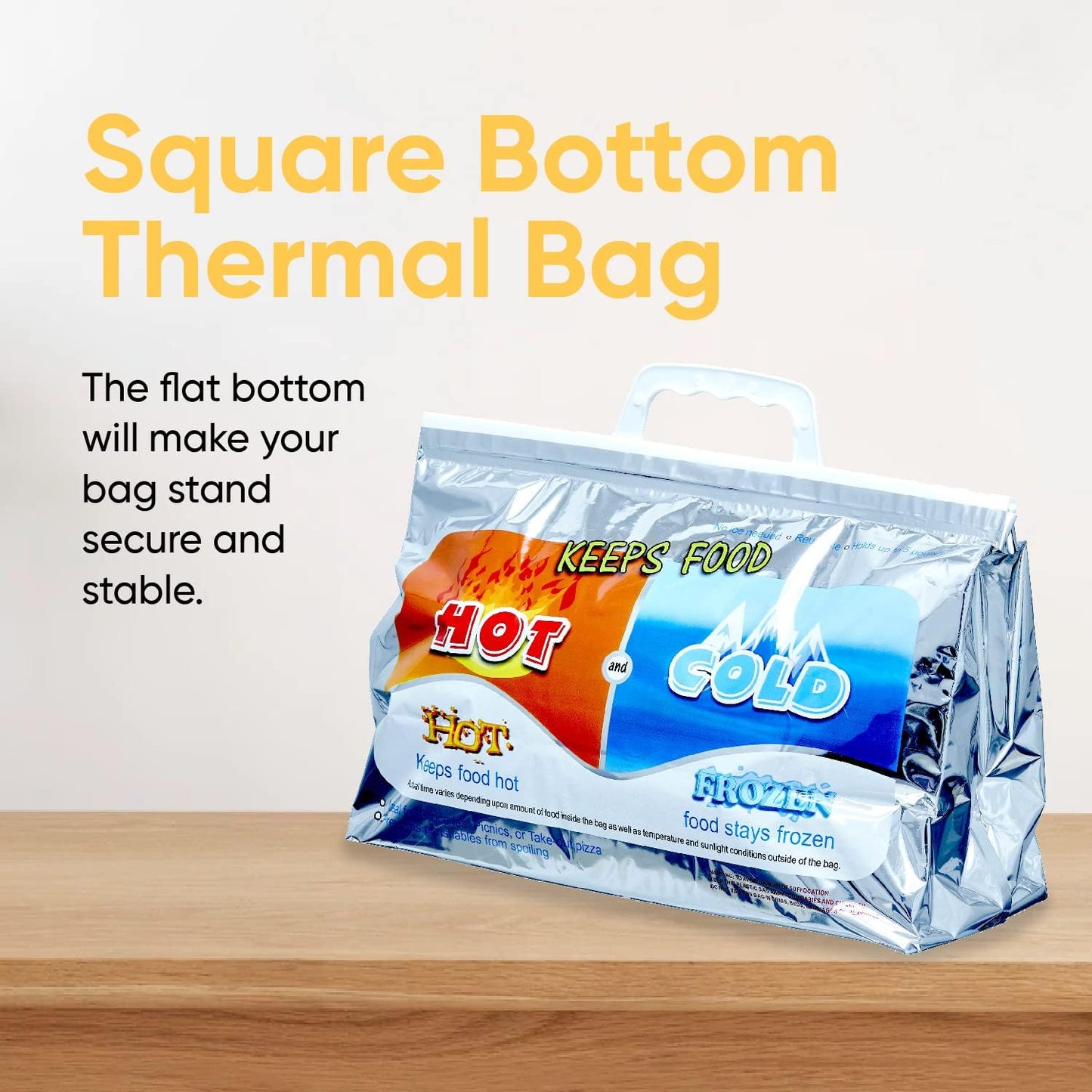 Superio Hot and Cold Insulated Bags for Food Delivery, Grocery Shopping Bags, Food Storage for Hot and Frozen Food for Travel, Disposable Cooler Bag, Reinforced Thermal Lunch Bag (8, 13"x5.5"x8.5")