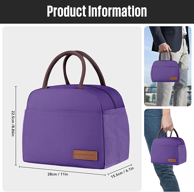 douyadady Lunch Bag Women/Men Lunch Box Women/Men (Dark purple)