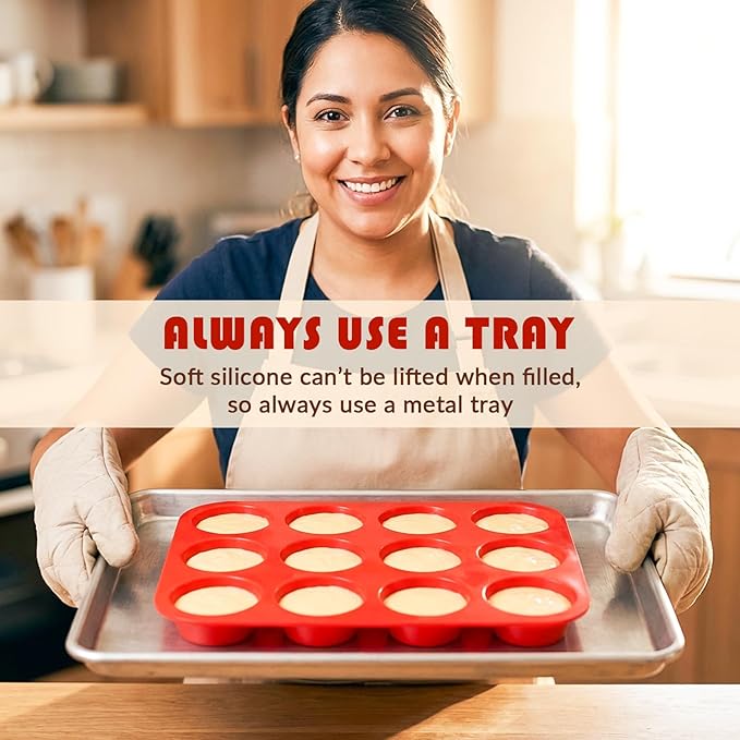 HKNMTT Silicone Muffin Pan for Baking, Cupcake Egg bites Brownie Mold 12 Cup Regular Size, Oven Safe BPA Free kitchen Appliances