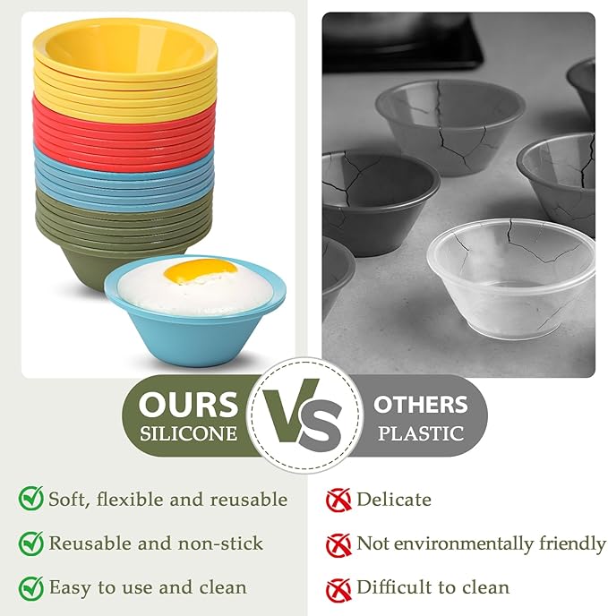 Webake 24 Pcs Silicone Puto Molder Filipino Small-Size, 2.2" Plastic Replacement Baking Cup, Reusable Kutsinta Molder for Steamer, BPA-Free and Non-Stick, Great for Bite-Size Muffin, Tart Baking