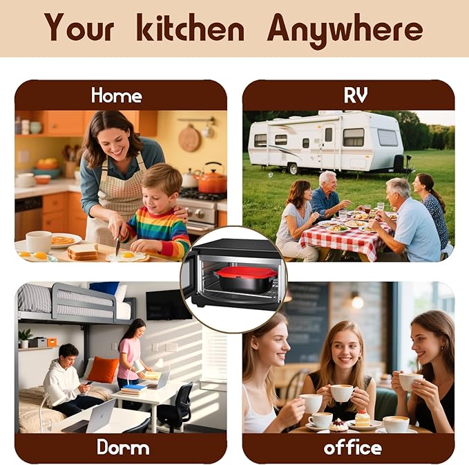 MKYSAIL Quick-Heat Microwave Egg Cooker and 33 OZ Microwave Grill Combo | 2-Piece Breakfast Maker Set for Grilling, Frying, Crisping Meat, Bacon, Pancakes & Veggies | Dishwasher Safe & Non-Stick for Kitchen RV, Dorm, Office(Red)