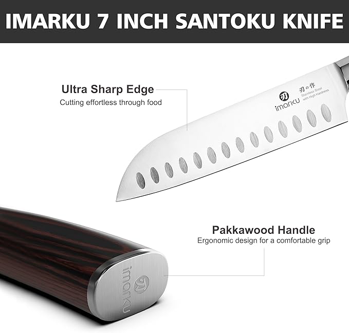 imarku Chef Knife 7 Inch Kitchen Knife Ultra Sharp Santoku Knife - High Carbon Japanese Chefs Knife, Kitchen Gadgets 2025, Apartment Essentials, Birthday Gifts for Him Her, Best Gifts for Women Men