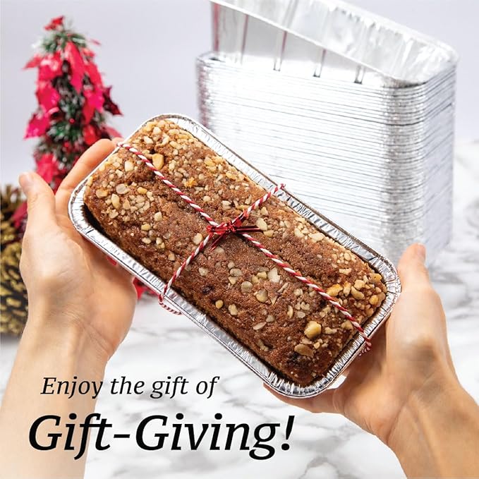 (65 Pack) 2Lb Foil Bread Pans for Baking, Disposable Bread Pans - Perfect for Baking Banana Bread, Cakes & Meatloaf - 2 Pound Aluminum Pans for Food Serving - 8.5" X 4.5" X 2.5"