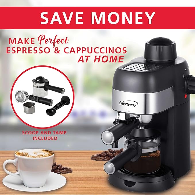 Brentwood GA-134BK GA-134BK 800-Watt Espresso and Cappuccino Maker, Black