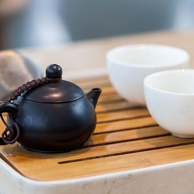 HARFINGTON Bamboo Chinese Gong Fu Tea Tray 14.4" Classic Tea Tray Bamboo Tea Table Furniture Vintage Tea with Water Storage Box for Drinking Tea