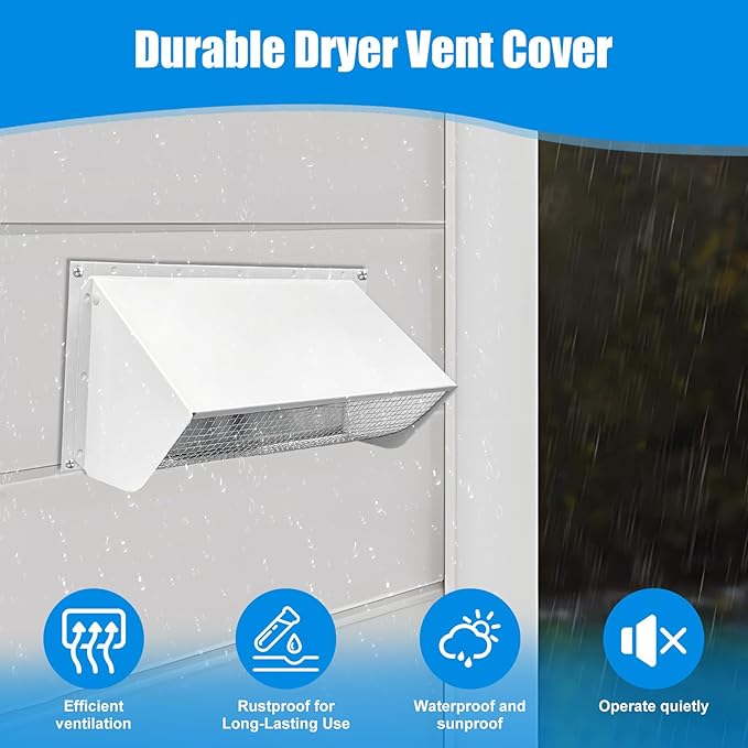 Wall Vent Cap for Broan Exhaust Fan for Kitchen Range Hood Bathroom Exhaust Dryer Vent for 3-1/4" x 10" (white)