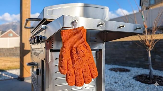 Grill Armor Oven Gloves with Fingers – 932°F Heat, Fire & Cut Resistant Mitts for BBQ, Grill, Cooking, Grilling, Baking, Smoker & Fire Pit
