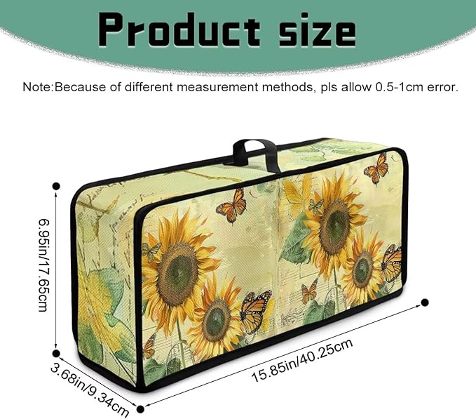 Sunflower Butterfly Toaster Cover Long Slot 2 Slice Slim Toaster Cover, Heat-Resistant Small Appliance Covers Dustproof Protective Covers for Furniture Decor